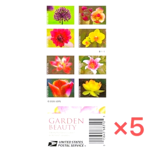 100 Forever Stamps 2021 USPS First-Class Postage Stamp Garden Beauty 5 Books